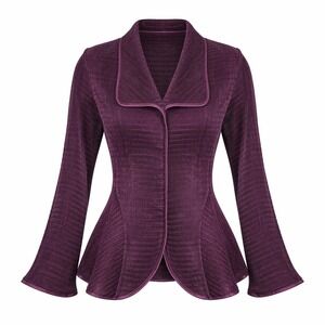Jerry T Crinkle Blouse Women's Small 90s Y2K Purple Lagenlook Office Boho Vtg